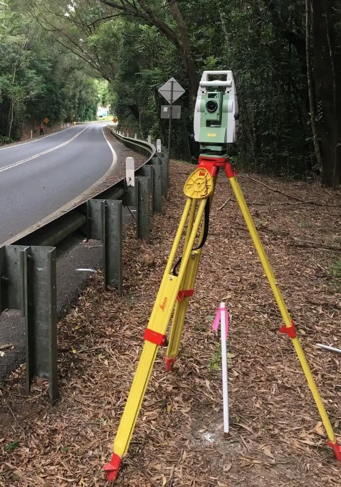 Leica TS15 total station on side of road 210227 rotated