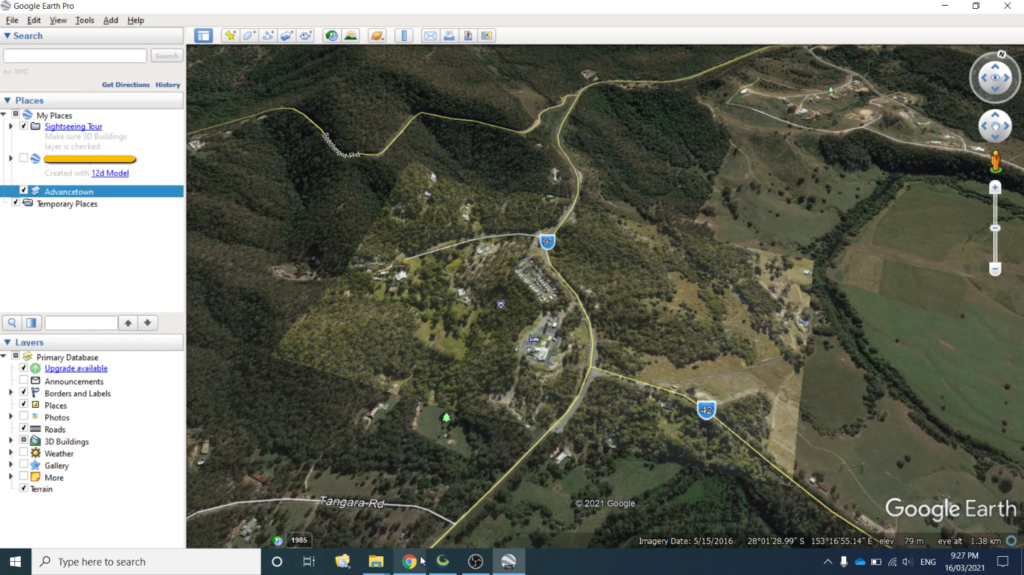 Geotiff file imported into google earth pro