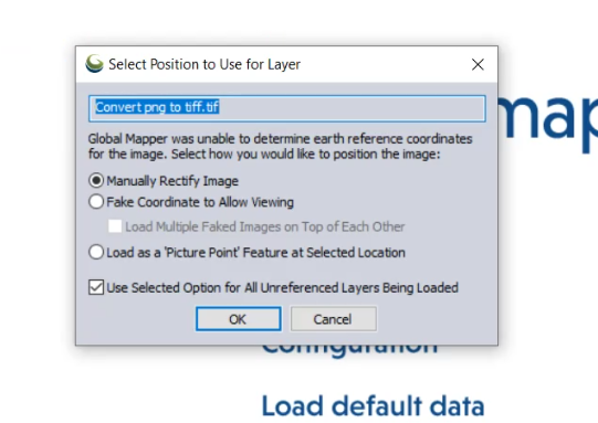 Global Mapper Import Non Georeferenced TIF file