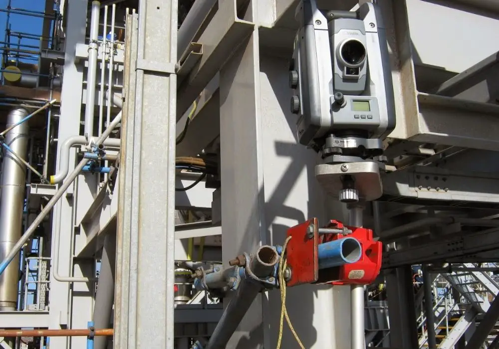 Trimble S8 tribrack mount on column LNG gas construction surveying