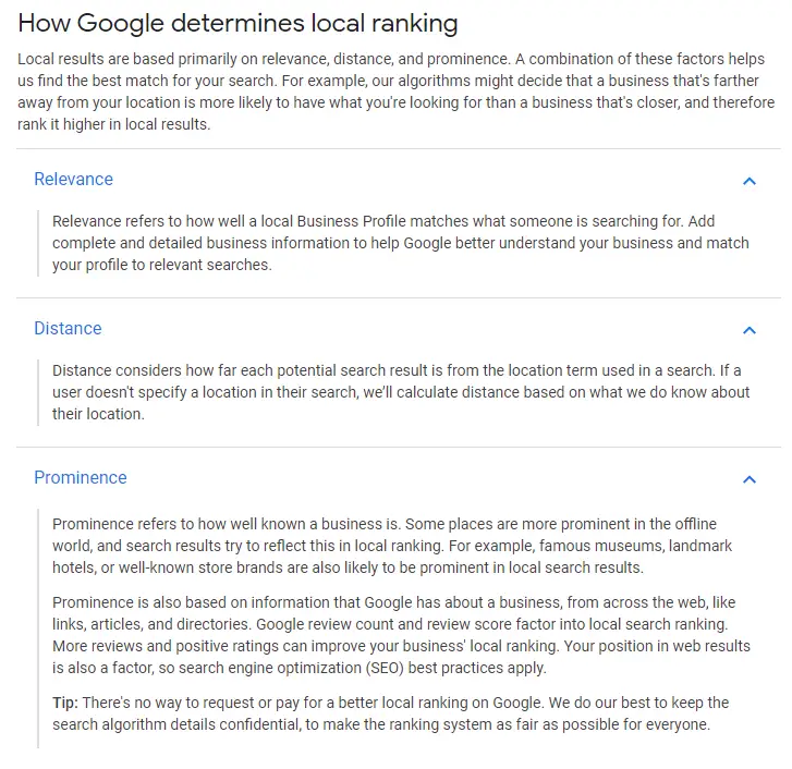 how google determine local ranking results of surveying companies