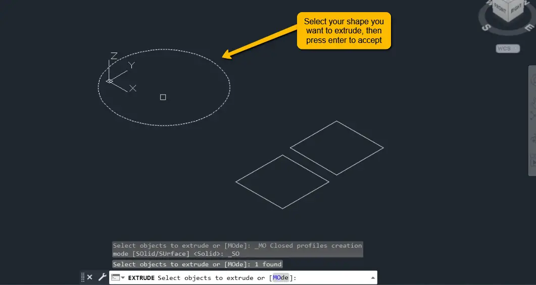 Step 3 how to extrude in autocad select the select the shape