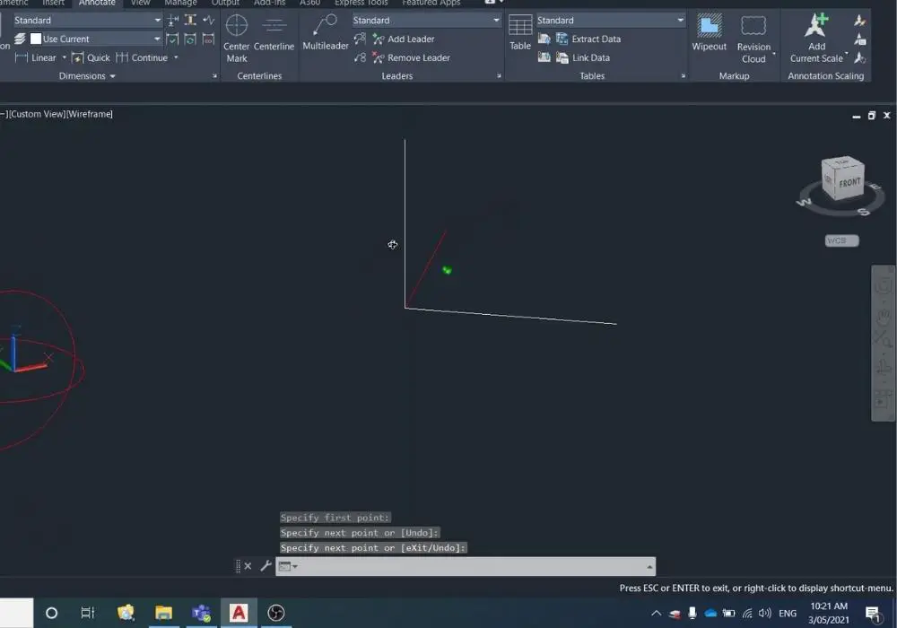 AutoCAD modifying UCS Step 10 draw axis you want 220417