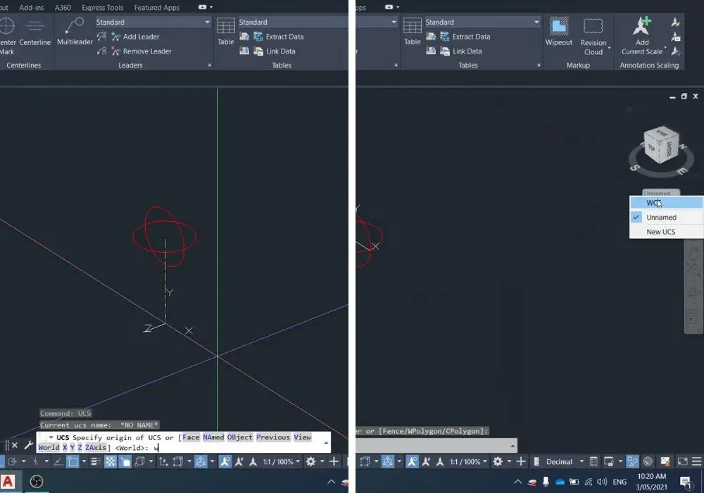 AutoCAD modifying UCS Step 8 reset view to WCS 220417