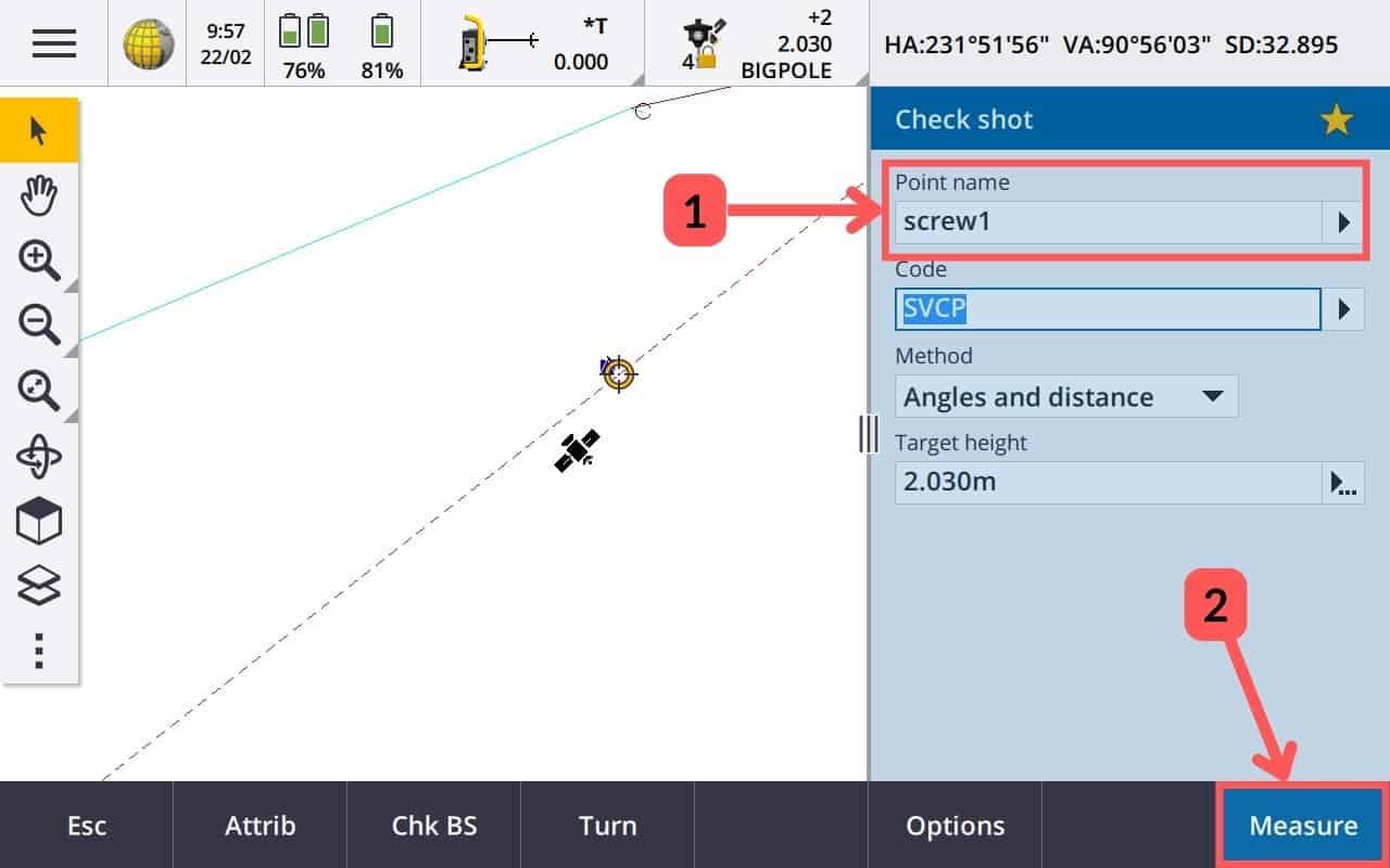 230226 Step 5 Select measure to measeure check point for Trimble tsc7 1