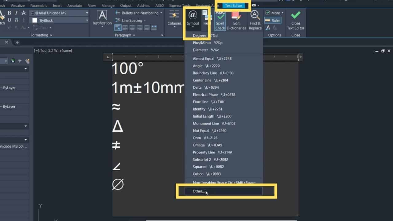 230227 Autocad open up the character map to see another way to insert degree symbol