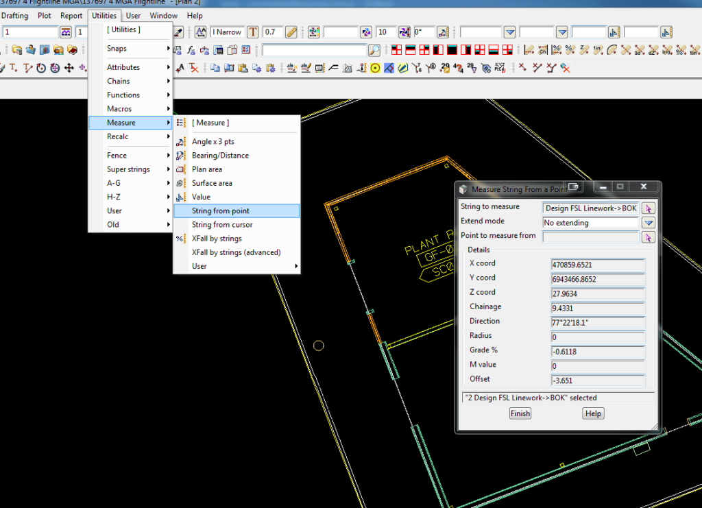 12d how to measure string chainage and offset