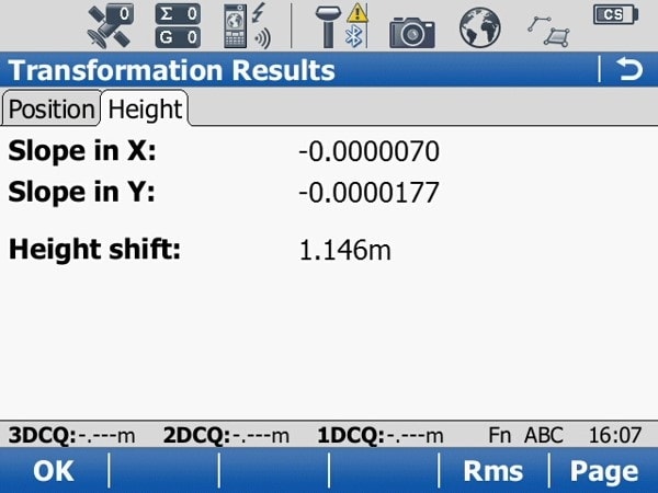 230303 Leica CS15 Site calibration Step 11 Transformatin results height