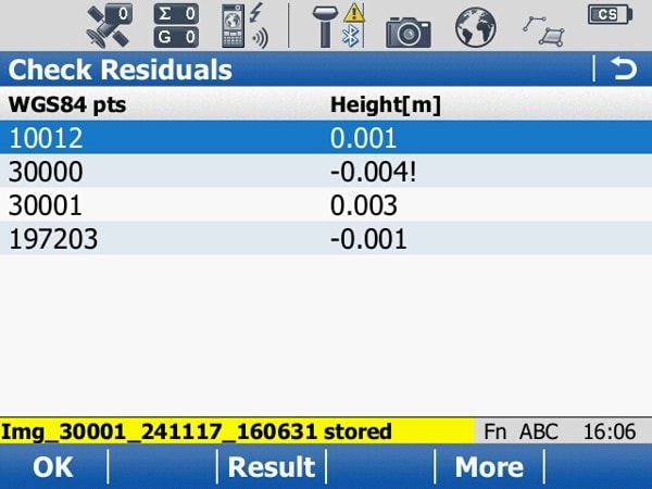 230303 Leica CS15 Site calibration Step 9 site calibration height results