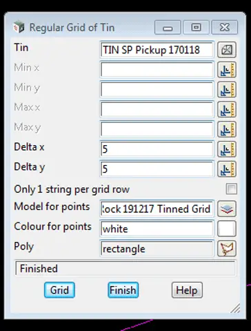 230304 12d Create a grid of points over tin