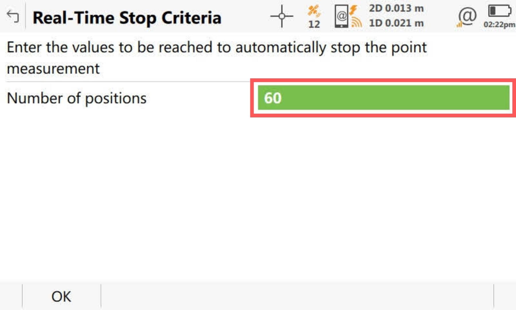 230315 Leica Captivate Site Calibration enter number of positions to store before stopping 1