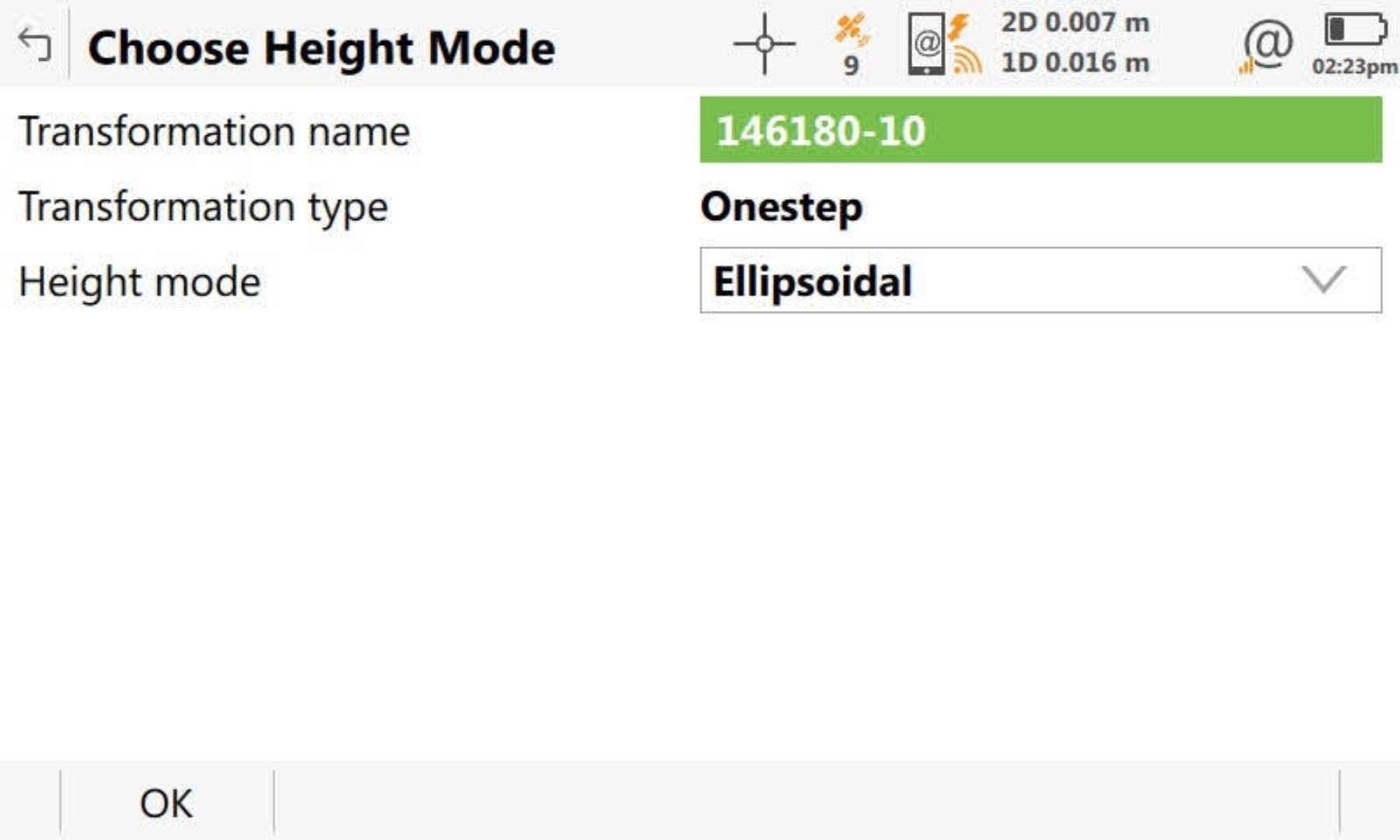 230315 Leica Captivate Site Calibration select ellipsoidal height mode 1