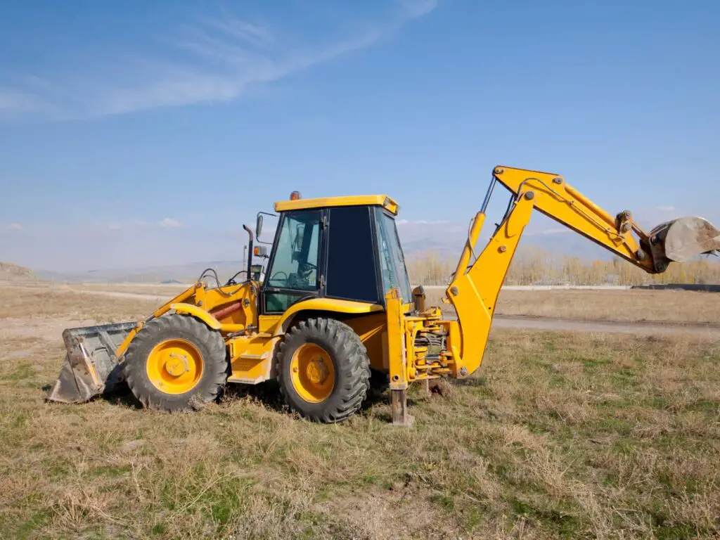 230316 Backhoe with excavator bucket extended