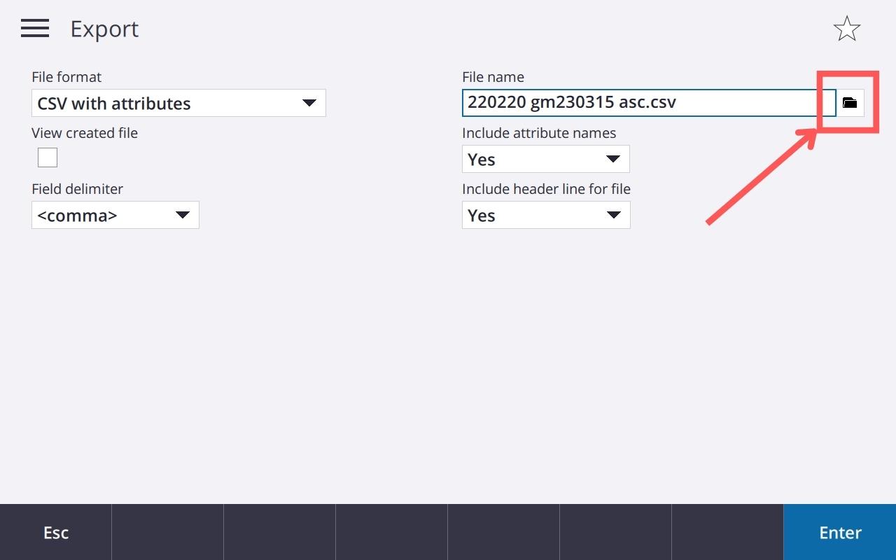 230318 Trimble TSC7 Export CSV Step 6 Browse where to save file 1