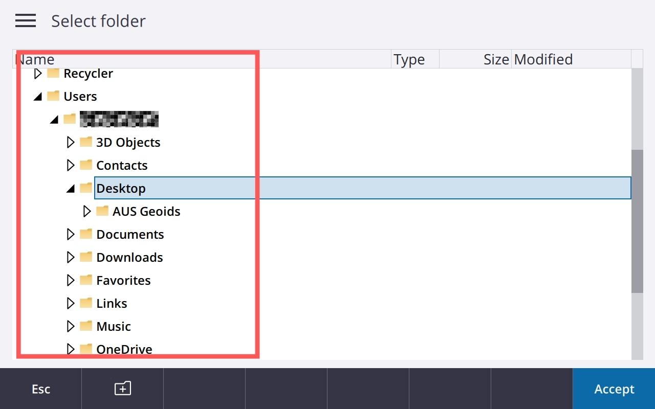 230318 Trimble TSC7 Export CSV Step 7 Choose where to export csv 1