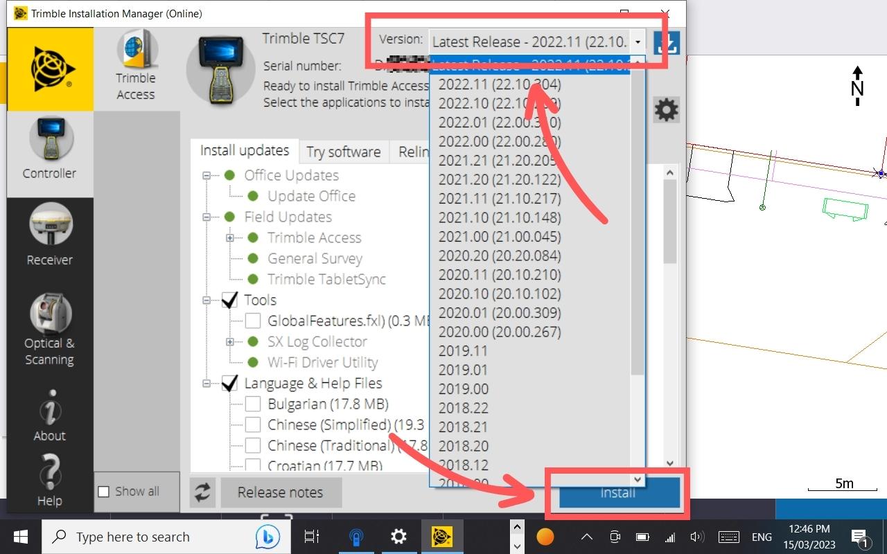 230318 Trimble TSC7 Step 3 select the latest release to download and install on tsc7