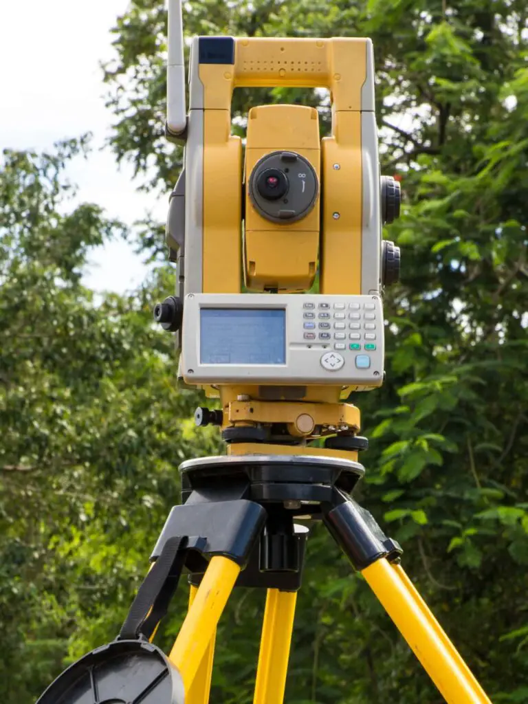 Topcon total station setup on tripod