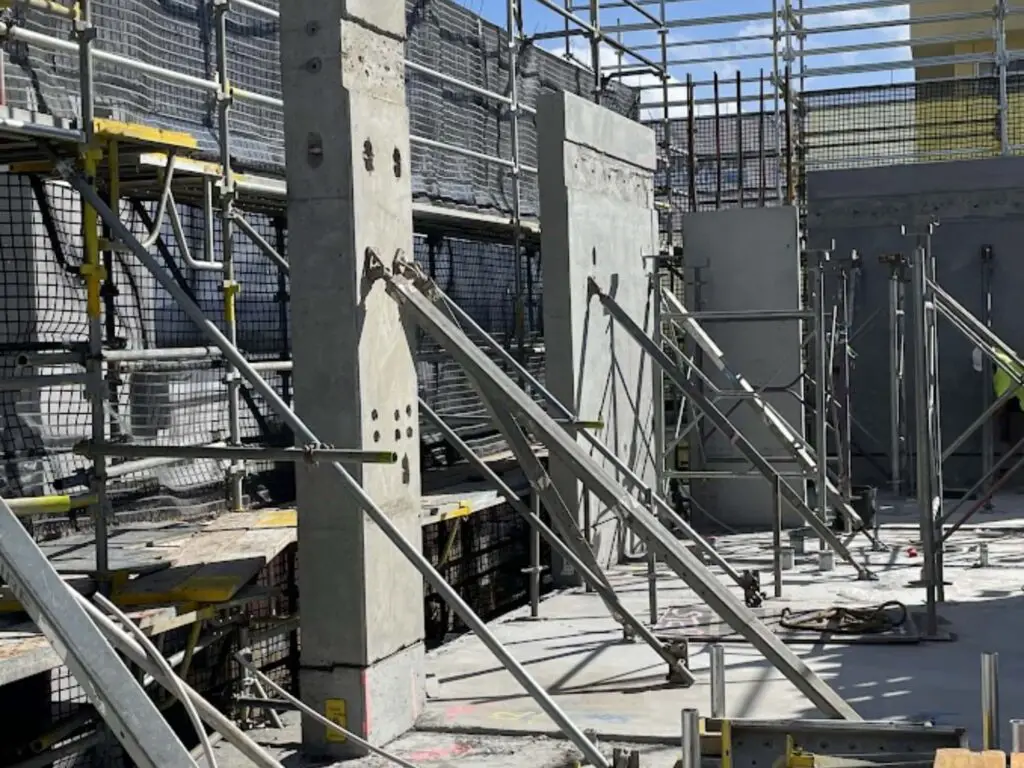 230419 Precast panel set vertical on high rise construction site