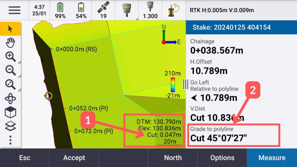 Setout batter using surface model until there is zero cuut fill 1